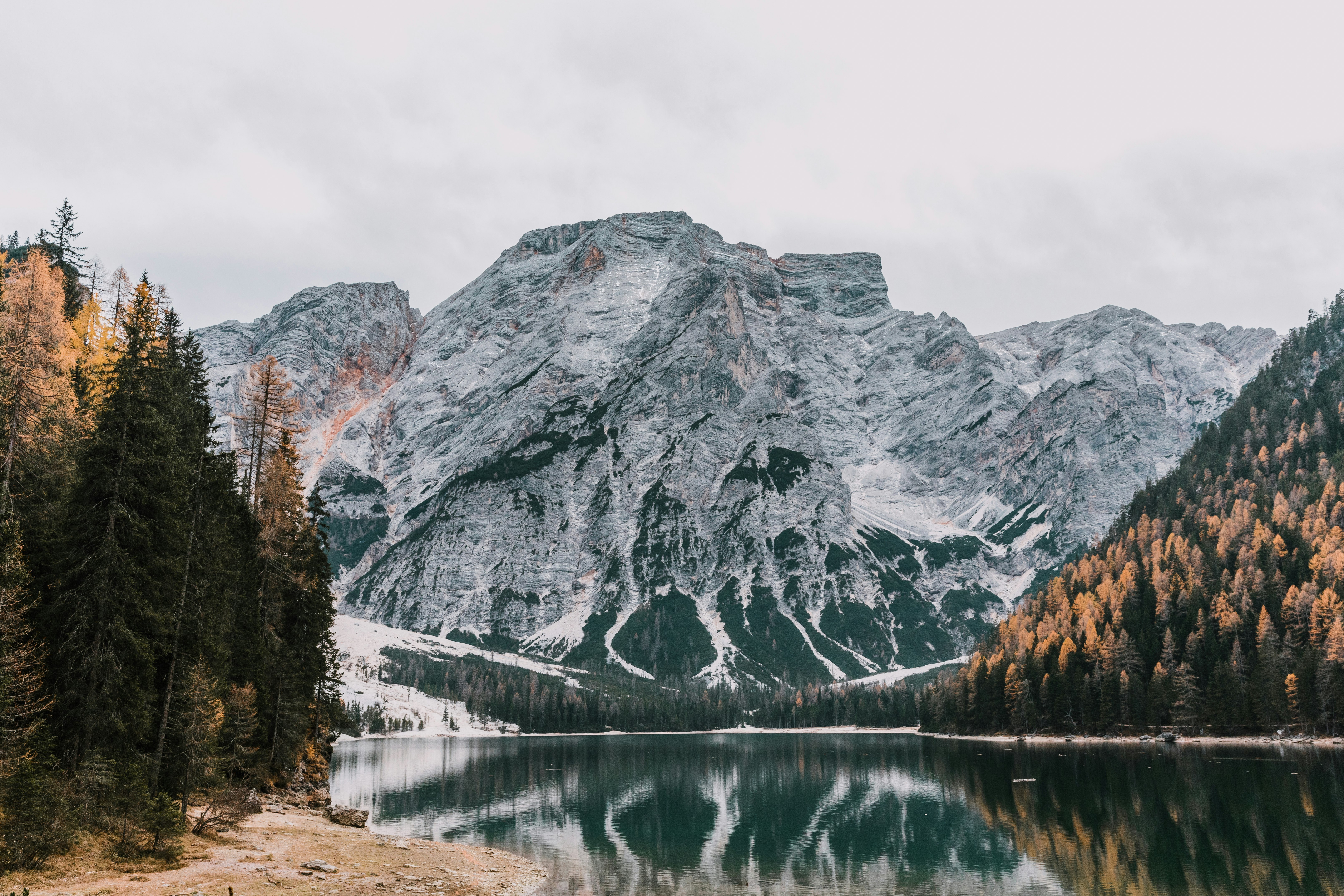 body of water near mountain